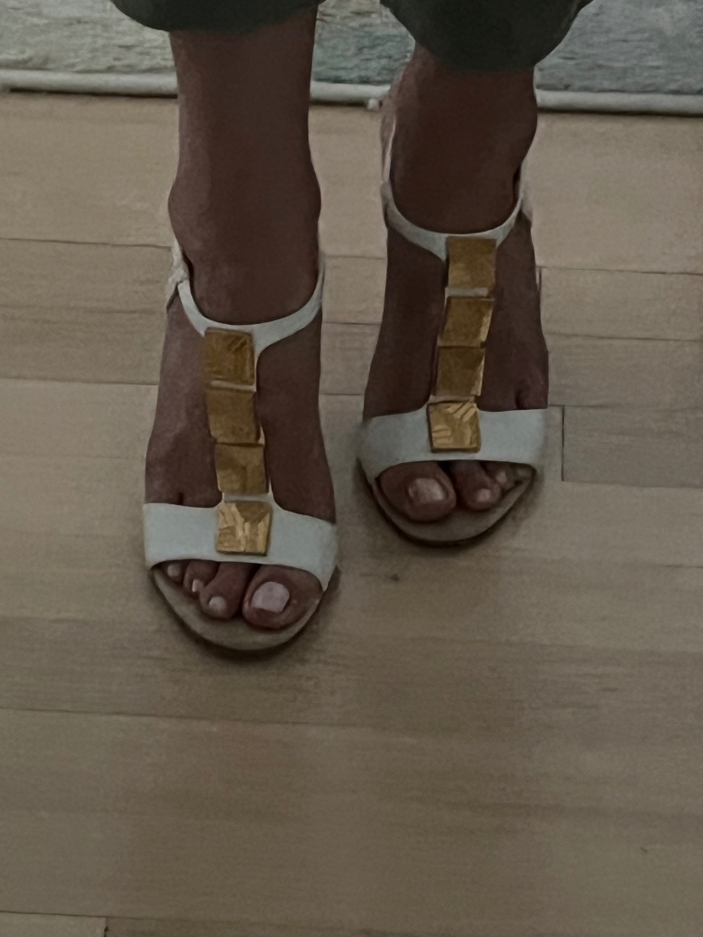 Chic White and Gold Sandals